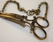 Steampunk Scissors Bracelet - Antiqued brass