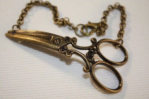 Steampunk Scissors Bracelet - Antiqued brass