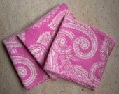 Medium Flankie - Pink with White Paisley Flannel Handkerchiefs - Set of 3