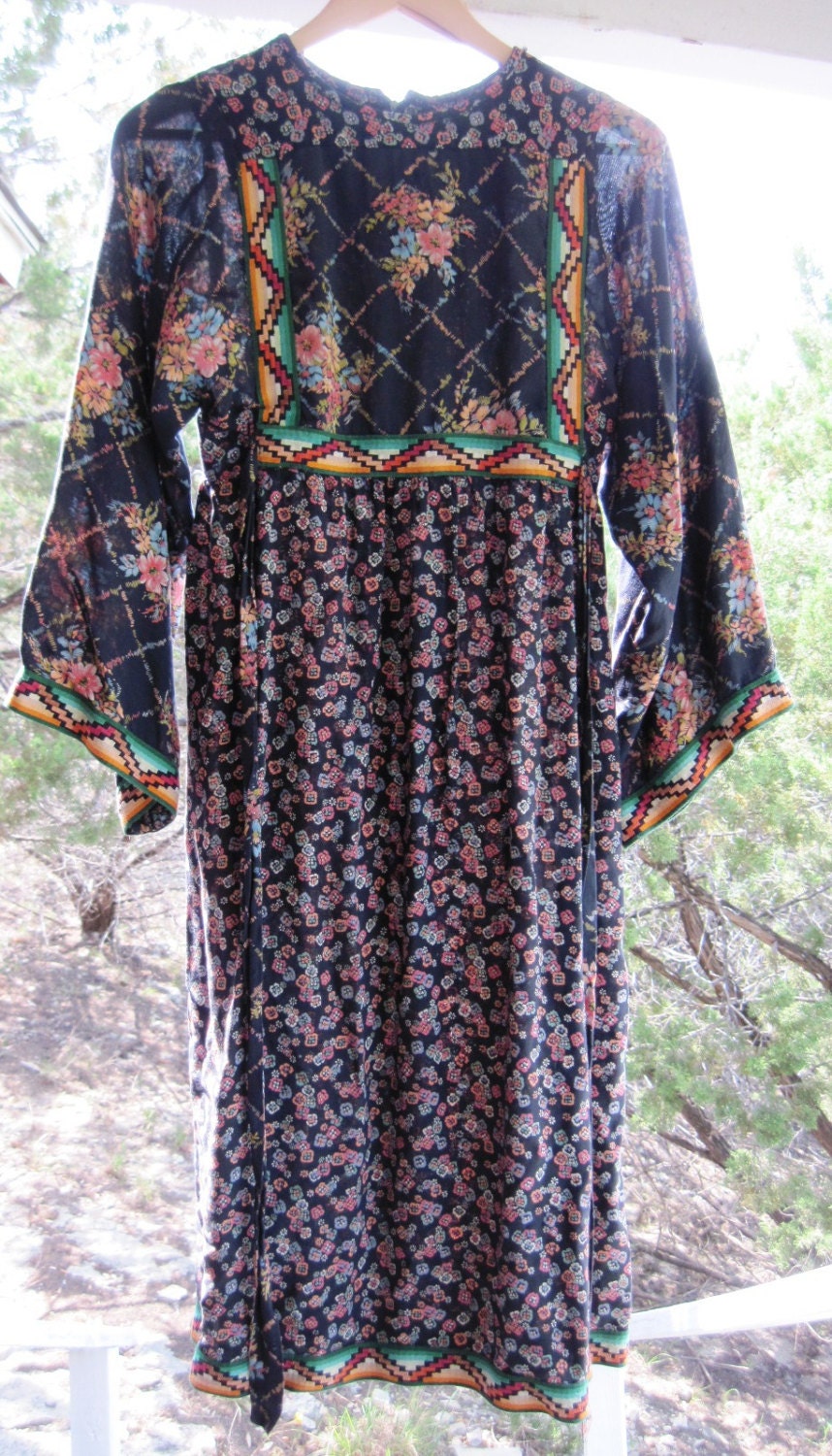 Vintage 70s Hippie Boho Woodstock Coachella Sharon's World Peasant Dress, Size S (((Make Offer)))