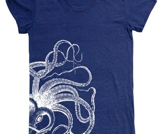 Womens OCTOPUS indigo --  t shirt S M L XL
