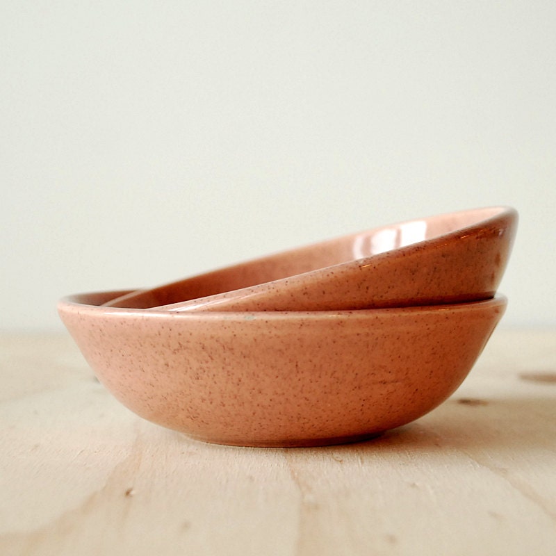 Vintage Laurel of California Speckled Pink Bowls - Set of 2