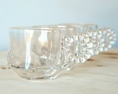 Hazel Atlas Orchard Crystal Punch Cups Beaded Handles Set of 4