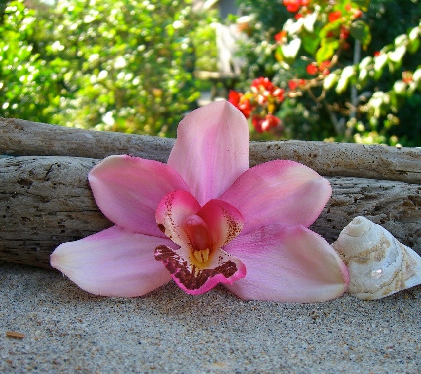 Orchid Flower Hair Clip-Weddings, Beach Destination Weddings, Vacations, Tropical Flowers, Hawaiian, Paradise, Floral Hair Clips