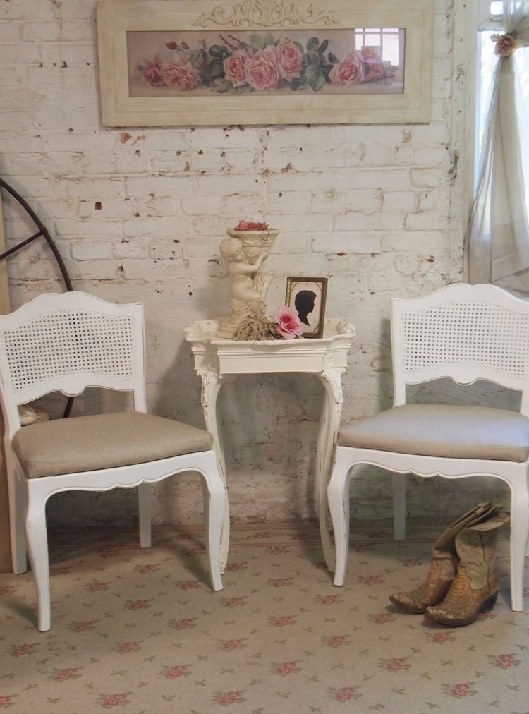 Painted Cottage Chic Shabby White Chairs CHR20