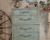 Painted Cottage Chic Shabby Aqua French Dresser CH68