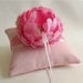 Pink Chiffon, Silk and Satin Ring Bearer Pillow with Large Peony Flower and Rhinestone Crystal Accents - Cerise Peony