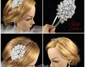Florine - Wedding Crystal and Pearl Head Band, Wedding head piece, Bridal Side Tiara, Bridal Accessories