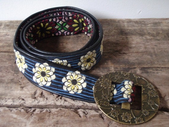 Flowered Multi-Colored Reversible Hipster Belt