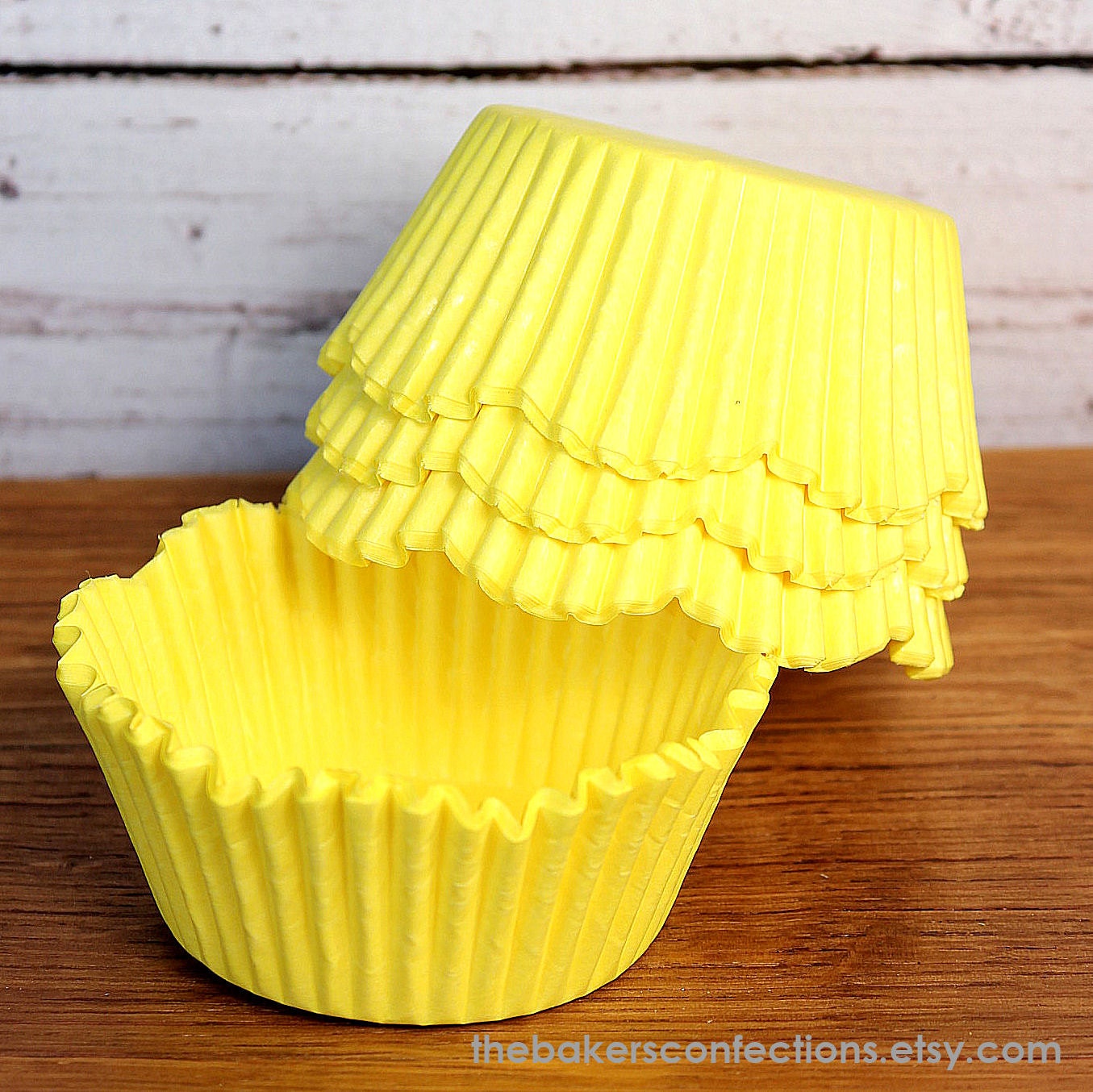 Yellow Petal Cupcake Liners, Scallop Edge Baking Cups (50)