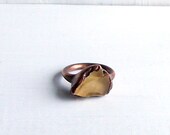 Citrine Ring Gemstone Ring Cocktail Ring Birthstone Ring November Copper Ring Rough Mineral Citrus Sunshine Yellow Artisan Handmade
