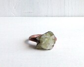 Gemstone Ring Statement Ring Cocktail Ring Copper Ring Brazilianite Yellow Green Olive Chartreuse Raw Gem Stone Artisan Handmade
