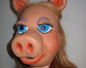 Miss Piggy Mask.  Adult Toy.  Vintage signed Henson 1977.  Rare Sesame Street Muppet Mask.  Halloween Costume.