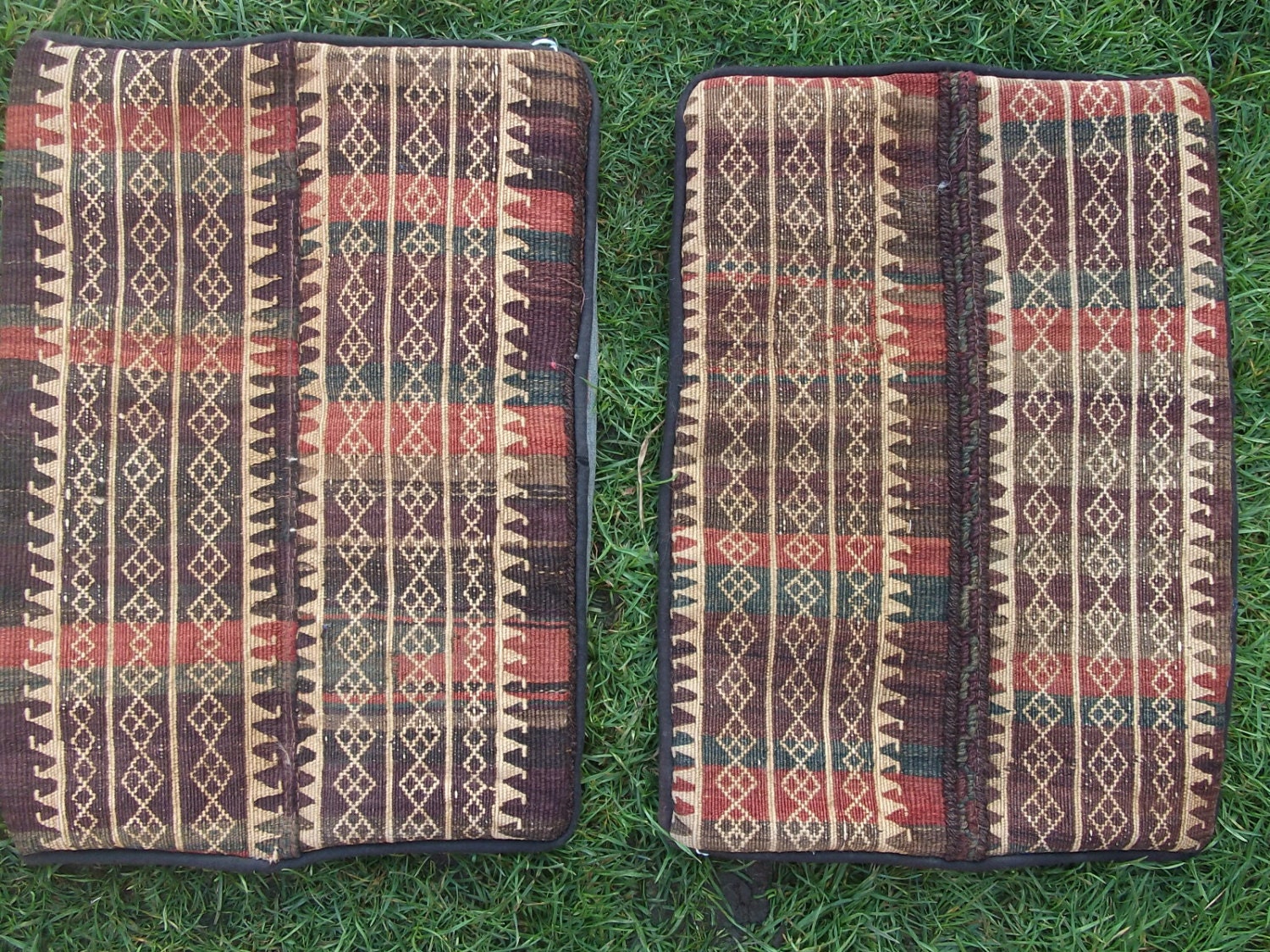 Pair of Smaller Wool Kilim Pillow/Cushion covers. Nice  colours. Hand made.