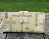 Handmade womens wallet crosses vegan christian