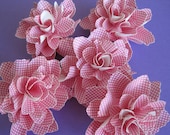 White & Pink Polka Dot Paper Flowers - Set of 5