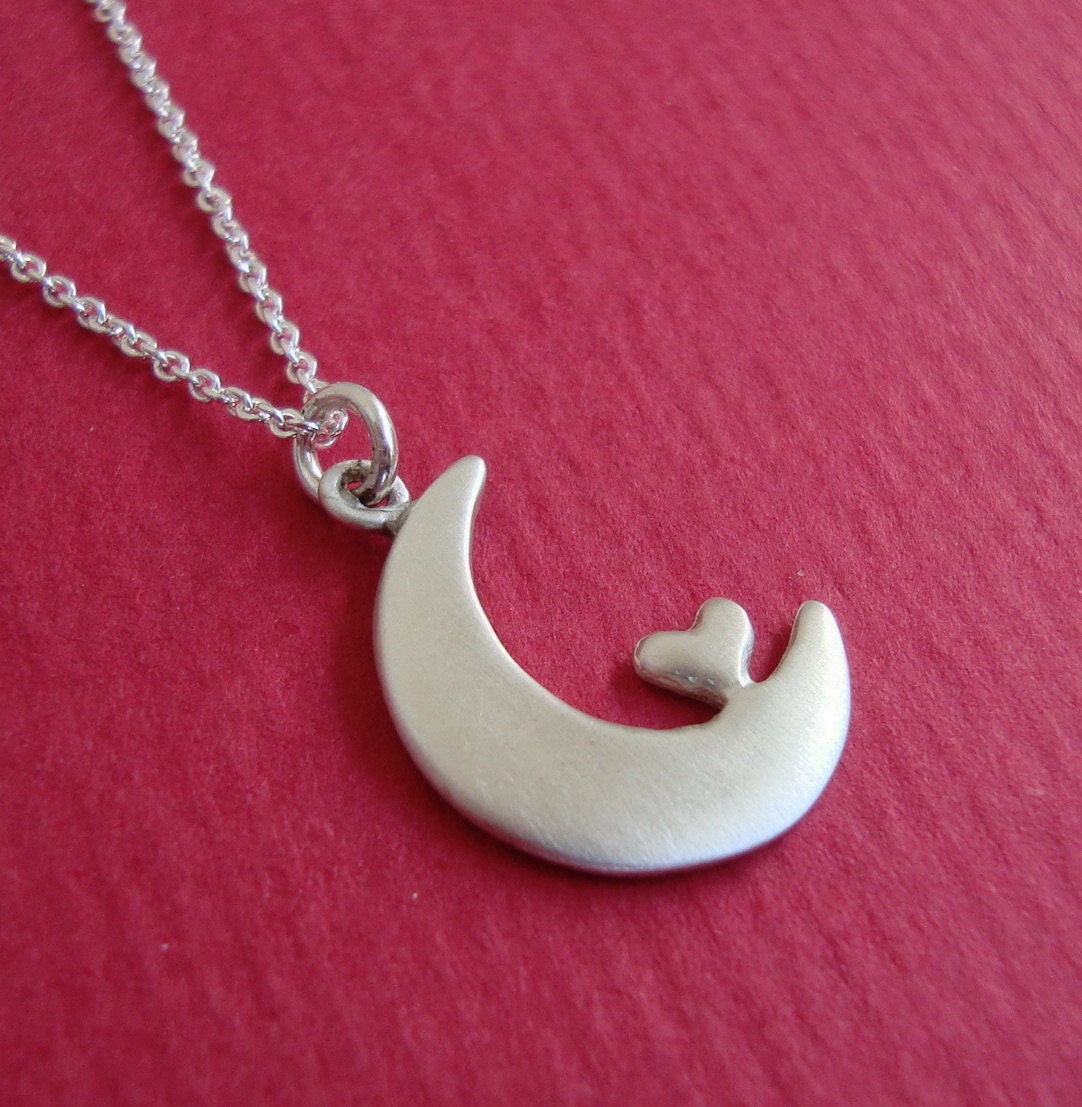 I Love You to the Moon and Back  Necklace Heart  jewelry sterling silver for her Kids Teen gift cute charm necklace mom girl