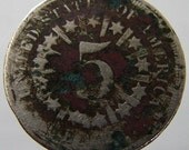 1866-1867 UNION SHIELD COIN over 140 Years Old United States 5 Cents With Rays Coin