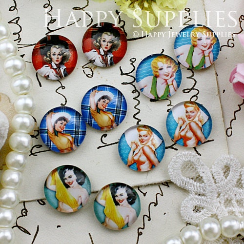 10pcs 12mm (MGC114) Handmade Photo Glass Cabochon