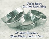 COIN RING JEWELRY - (State Quarter) - Select State & Ring Size