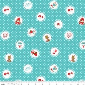 Riley Blake, Tasha Noel, Little Red Riding Hood, Little Red Scallops in Aqua, 1 yard