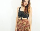 Red Floral Bouquet Maxi Skirt S M