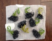 vintage Millinery Stamens, flower pips, black
