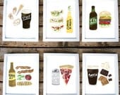 set of 6 - 8 x 10 beer/food prints