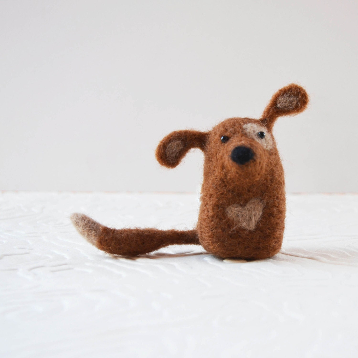 Doggykitts, needle felted brown dog animal fiber art