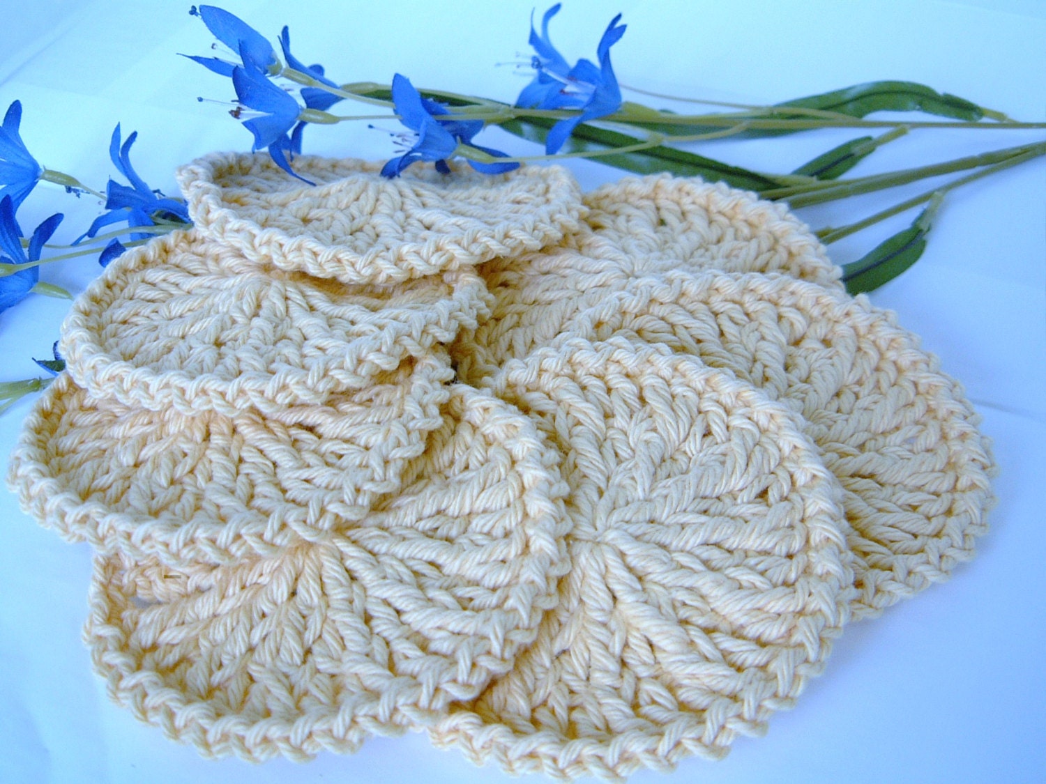Honey Cotton Scrubbies, Facial Cloth, Crochet Make up Remover, Pkg of 7