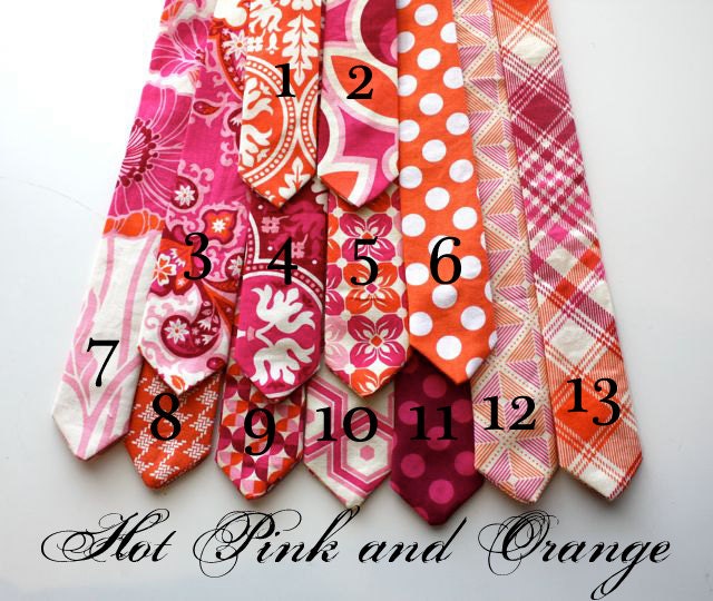 Little Guy Spring EASTER Necktie Tie - Hot Pink and Orange Collection - (Newborn - 12 months) - Baby Boy Toddler - Custom Order - Photo Prop