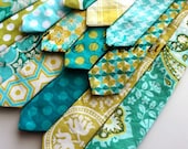 Little Guy Spring EASTER Necktie Tie - Teal Green Yellow Collection - (Newborn - 12 months) - Baby Boy Toddler - Custom Order - Photo Prop