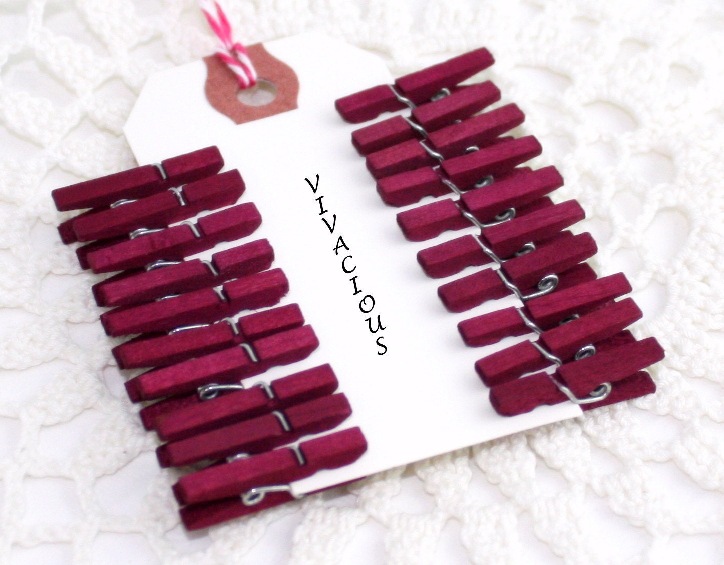 Tiny Clothespins - Pantone Spring 2013 -Vivacious - Hand dyed - 1 inch - 20
