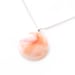 Round Necklace Pendant, Peach & White Swirls, Wispy, Pastel, Fused Glass Jewelry