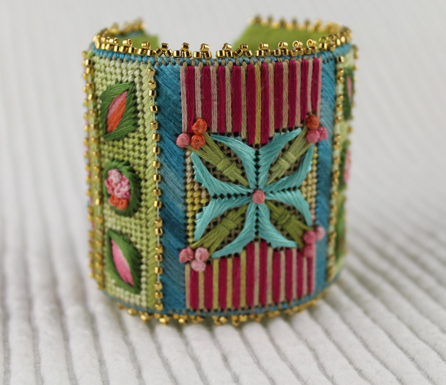 Needlepoint Cuff Bracelet Kit - Flower
