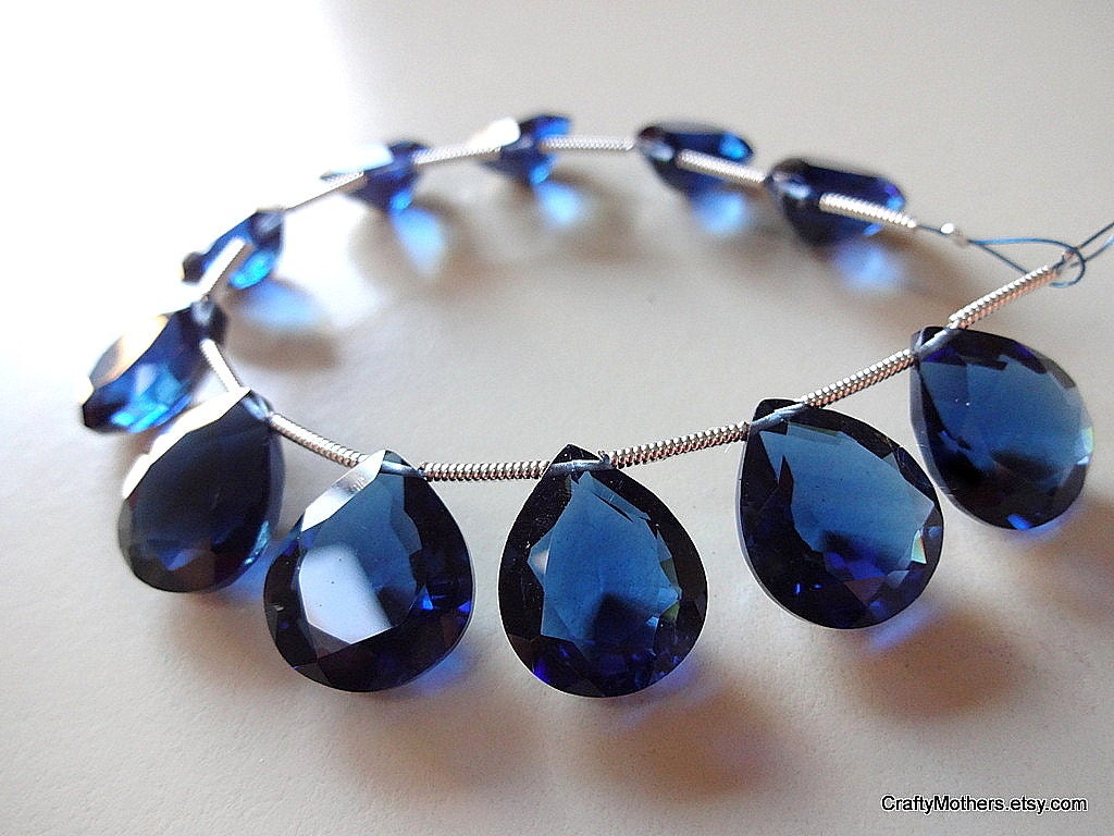SALE - Kashmir Blue Quartz Faceted Heart Cut Stone Briolettes - (1) Matched Pair