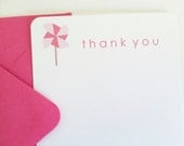 Pink Pinwheel Thank You Notes - Personalized Stationery