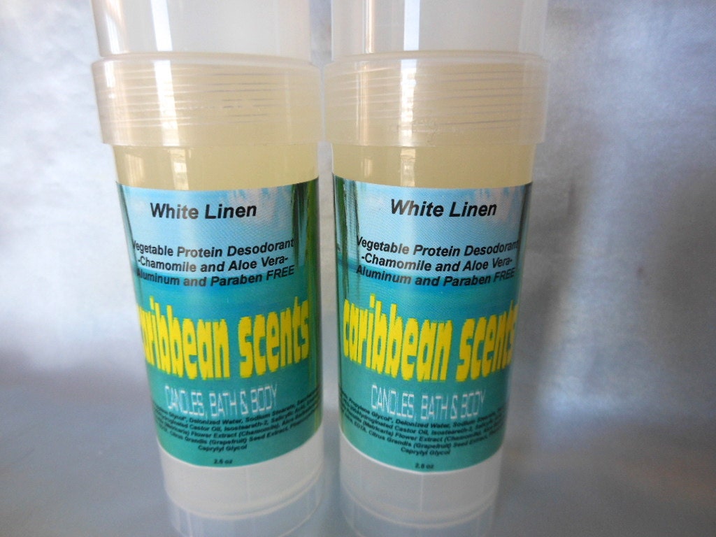 White Linen Scented-Vegetable Protein Desodorant twith Chamomile and Aloe Vera-Aluminum and Paraben FREE