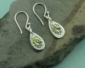 Gemstone Dangle Lotus Earrings - sterling silver zen earrings - peridot - amethyst - garnet - amethyst