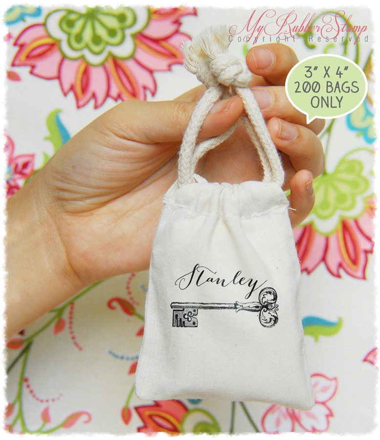 200 3"x4" Premium Muslin Bags (DIY Wedding Favor, Business Branding, Gift Packaging, Product Branding)
