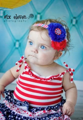 Fourth of July Girl's Headband - Pinwheel puff
