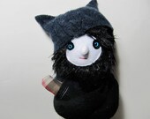 Handmade one-of-a-kind Goth Black Cat Boy Doll Plush