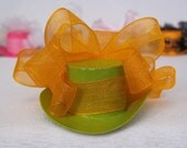Mini Lime Green Top Hat with Orange Ribbon