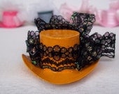 Mini Orange Top Hat with Black Ribbon
