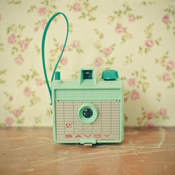 Savoy - Camera photo, retro wall art, mint green, pink, pastel colors, gift for her, feminine art 8x8 Print