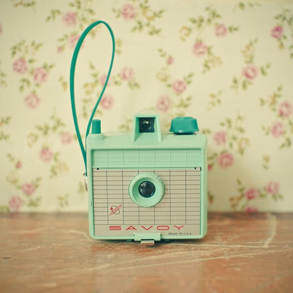 Savoy - Camera photo, retro wall art, mint green, pink, pastel colors, gift for her, feminine art 8x8 Print