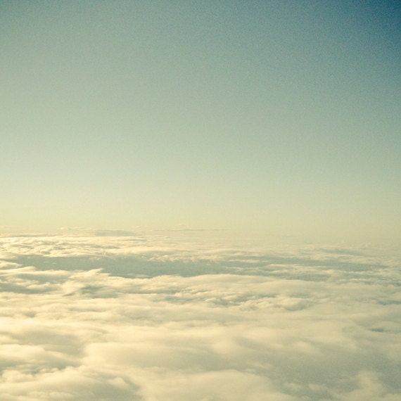 Above the Clouds - Cloud photography, skyscape, minimalist art, nature print, gold, pale blue, light grey. neutral decor 8x8 Print