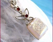 CLEARANCE  Si Opal Titanium Druzy Garnet Butterfly - Sterling Silver Necklace  DC 8631