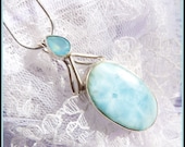 Natural Larimar And Aquamarine - Necklace  DD 8783