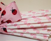 25 Paper Straws , Bubble Gum Pink Polka Dot Paper Straws with Diy Flags, Birthday, Party, Baby Shower, Girls Party, Princess Parties